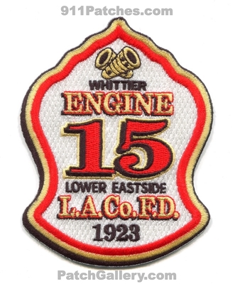 Los Angeles County Fire Department Station 15 Patch (California)
Scan By: PatchGallery.com
Keywords: co. of dept. lacofd l.a.co.f.d. company engine whittier lower eastside 1923