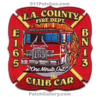 Los Angeles County Fire Department Station 165 Patch (California)
Scan By: PatchGallery.com
Keywords: co. of dept. lacofd l.a.co.f.d. company engine e165 battalion 13 bn13 the club car "one minute out"