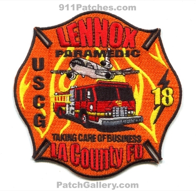 Los Angeles County Fire Department Station 18 Patch (California)
Scan By: PatchGallery.com
Keywords: co. of dept. lacofd l.a.co.f.d. paramedic company lennox uscg taking care of business airplane