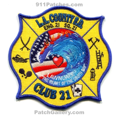 Los Angeles County Fire Department Station 21 Patch (California)
Scan By: PatchGallery.com
Keywords: co. of dept. lacofd l.a.co.f.d. engine squad eng. sq. company club lawndale the heart of south bay