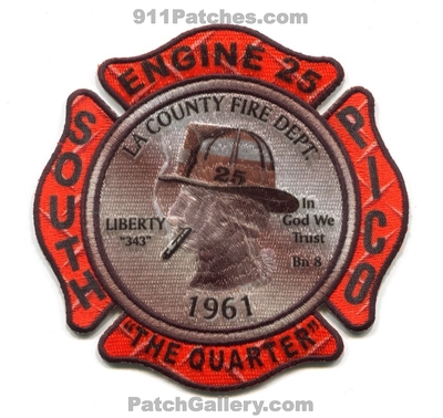 Los Angeles County Fire Department Station 25 Patch (California)
Scan By: PatchGallery.com
Keywords: co. of dept. lacofd l.a.co.f.d. company engine south pico battalion 8 bn8 liberty quarter in God we trust "the quarter"