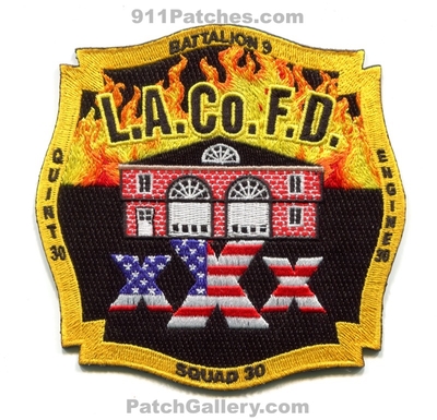 Los Angeles County Fire Department Station 30 Patch (California)
Scan By: PatchGallery.com
Keywords: co. of dept. lacofd l.a.co.f.d. company engine quint squad battalion chief 9 xxx
