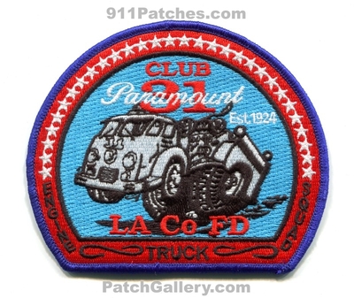 Los Angeles County Fire Department Station 31 Patch (California)
Scan By: PatchGallery.com
Keywords: co. of dept. lacofd l.a.co.f.d. engine truck squad company paramount club est. 1924