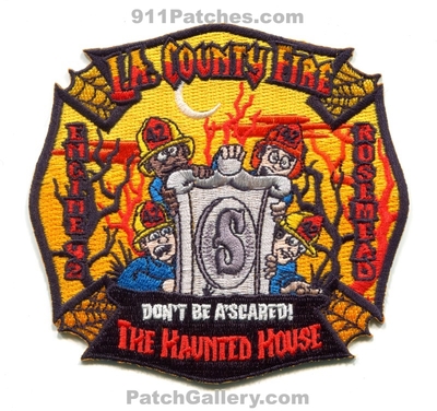 Los Angeles County Fire Department Station 42 Patch (California)
Scan By: PatchGallery.com
Keywords: co. of dept. lacofd l.a.co.f.d. engine company rosemead dont be ascared! the haunted house