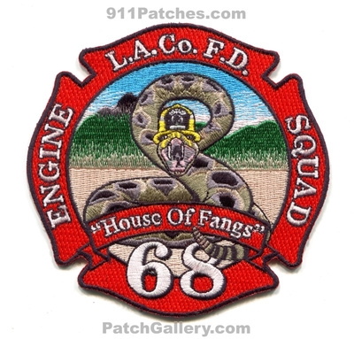 Los Angeles County Fire Department Station 68 Patch (California)
Scan By: PatchGallery.com
Keywords: Co. of Dept. LACoFD L.A.Co.F.D. Engine Squad Company "House of Fangs" - Rattlesnake