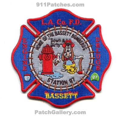 Los Angeles County Fire Department Station 87 Patch (California)
Scan By: PatchGallery.com
Keywords: lacofd l.a.co.f.d. dept. engine deluge company co. home of the bassett bomberos down & dirty