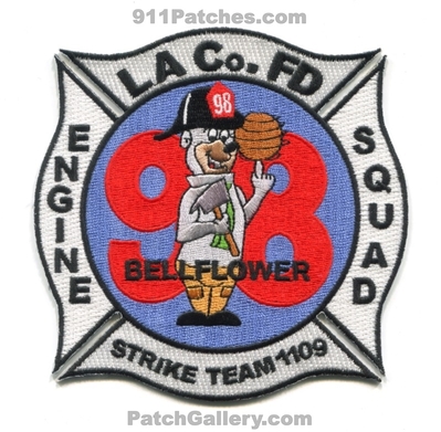 Los Angeles County Fire Department Station 98 Patch (California)
Scan By: PatchGallery.com
Keywords: co. of dept. lacofd l.a.co.f.d. company engine squad strike team 1109 bellflower