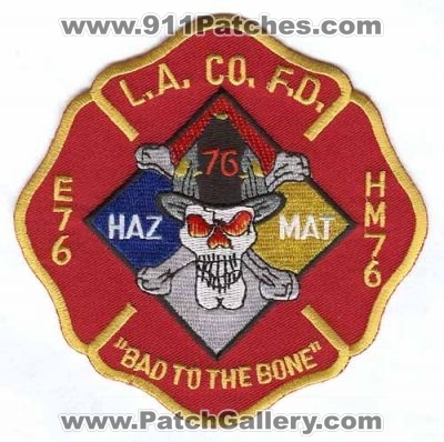 Los Angeles County Fire Department Station 76 Patch (California)
Scan By: PatchGallery.com
Keywords: dept. lacofd l.a.co.f.d. e76 hm76 hazmat haz-mat bad to the bone company