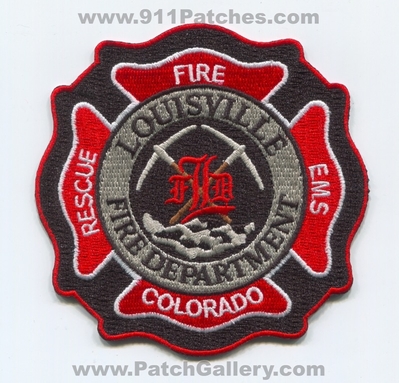 Louisville Fire Department Patch (Colorado)
[b]Scan From: Our Collection[/b]
[b]Patch Made By: 911Patches.com[/b]
Keywords: rescue ems dept.