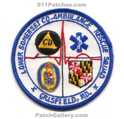 Lower Somerset County Ambulance Rescue Squad Grisfield Patch (Maryland)
Scan By: PatchGallery.com
Keywords: co. ems cd