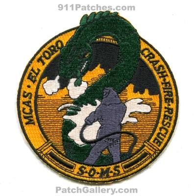 Marine Corps Air Station MCAS El Toro Crash Fire Rescue Department SOMS USMC Military Patch (California)
Scan By: PatchGallery.com
Keywords: cfr dept. arff aircraft airport firefighter firefighting station operations and maintenance squadron