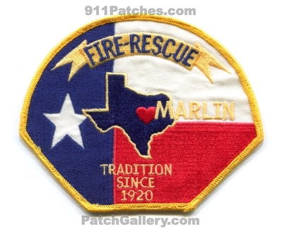 Marlin Fire Rescue Department Patch (Texas)
Scan By: PatchGallery.com
Keywords: dept. tradition since 1920