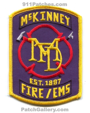 McKinney Fire Department Patch (Texas)
Scan By: PatchGallery.com
Keywords: dept. ems est. 1897