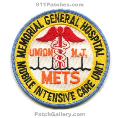 Memorial General Hospital Mobile Intensive Care Unit MICU METS Union EMS Patch (New Jersey)
Scan By: PatchGallery.com
In Memory of Bernie Shaffer
Keywords: ambulance
