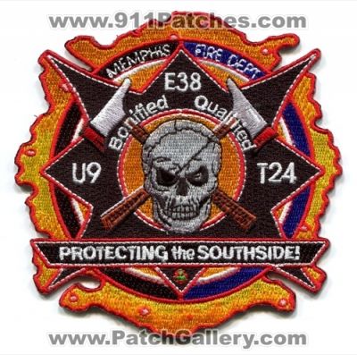 Memphis Fire Department Engine 38 Truck 24 Unit 9 Patch (Tennessee)
Scan By: PatchGallery.com
Keywords: dept. mfd company station e38 t24 u9 bonified qualified protecting the southside