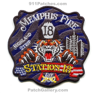 Memphis Fire Department Station 18 Patch (Tennessee)
Scan By: PatchGallery.com
Keywords: Dept. MFD M.F.D. Company Co. Highland Strip - Est. 1930 - Tiger