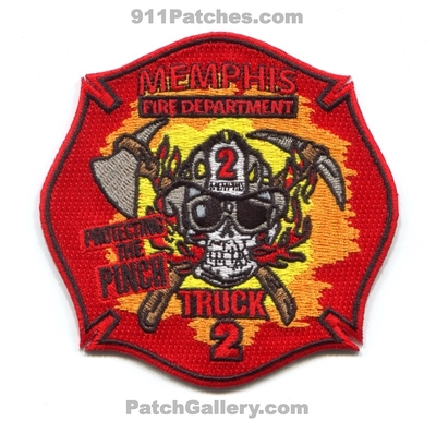 Memphis Fire Department Truck 2 Patch (Tennessee)
Scan By: PatchGallery.com
[b]Patch Made By: 911Patches.com[/b]
Keywords: dept. company co. station protecting the pinch skull