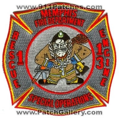 Memphis Fire Department Engine 13 Rescue 1 Special Operations (Tennessee)
Scan By: PatchGallery.com
Keywords: dept. mfd company co. station