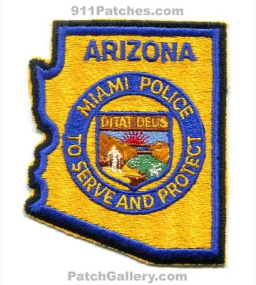 Miami Police Department Patch (Arizona) (State Shape)
Scan By: PatchGallery.com
Keywords: dept. to serve and protect