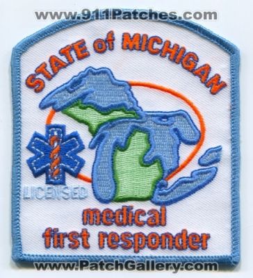 Michigan State Medical First Responder EMS Patch (Michigan)
Scan By: PatchGallery.com
Keywords: of ems certified licensed