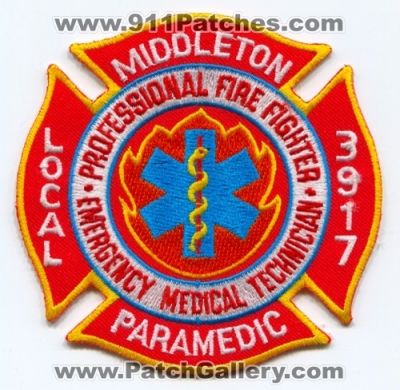 Middleton Fire Department Paramedic IAFF Local 3917 (Massachusetts)
Scan By: PatchGallery.com
Keywords: dept. professional firefighter emergency medical technician emt