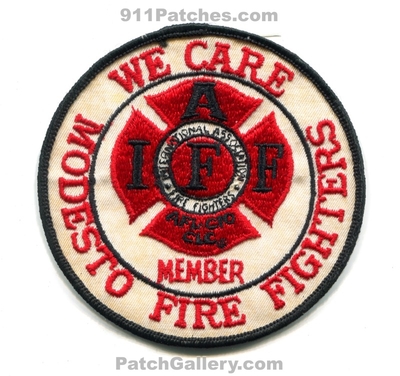 Modesto Fire Department Firefighters IAFF Local Member Patch (California)
Scan By: PatchGallery.com
Keywords: dept. ffs i.a.f.f. union we care