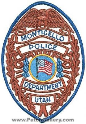 Monticello Police Department (Utah)
Thanks to Alans-Stuff.com for this scan.
Keywords: dept.