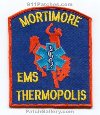 Mortimore Emergency Medical Services EMS Thermopolis Patch (Wyoming)
Scan By: PatchGallery.com
Keywords: ambulance emt paramedic