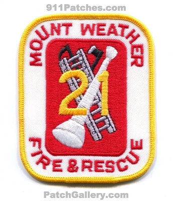 Mount Weather Fire and Rescue Department 21 Patch (Virginia)
Scan By: PatchGallery.com
Keywords: mt. & dept.