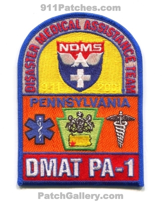 National Disaster Medical System NDMS Disaster Medical Assistance Team 1 DMAT Patch (Pennsylvania)
Scan By: PatchGallery.com
Keywords: 9-11 2001 pa1 pa-1 ems emergency medical services