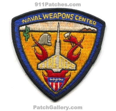 Naval Weapons Center China Lake Fire Department USN Navy Military Patch (California)
Scan By: PatchGallery.com
Keywords: nwc dept. crash rescue cfr arff