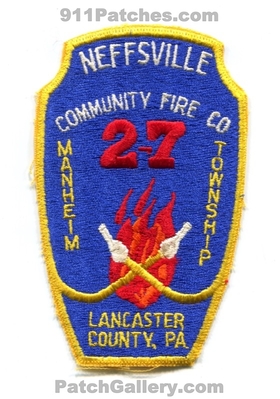Neffsville Community Fire Company 27 Manheim Township Lancaster County Patch (Pennsylvania)
Scan By: PatchGallery.com
Keywords: comm. co. twp. department dept.