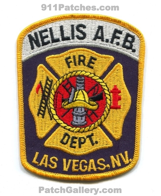 Nellis Air Force Base AFB Fire Department Las Vegas USAF Military Patch (Nevada)
Scan By: PatchGallery.com
Keywords: a.f.b. dept. u.s.a.f. airport aircraft cfr crash rescue arff