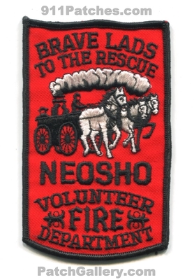 Neosho Volunteer Fire Department Patch (Wisconsin)
Scan By: PatchGallery.com
Keywords: vol. dept. brave lads to the rescue