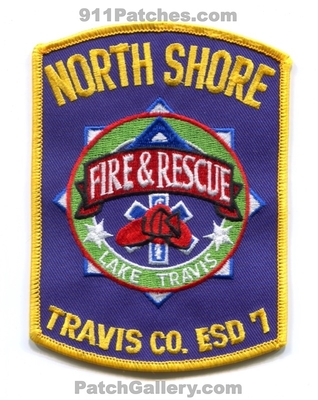 North Shore Lake Travis Fire Rescue Department Travis County ESD 7 Patch (Texas)
Scan By: PatchGallery.com
Keywords: & and Dept. Co. Emergency Services District E.S.D. Dist. Number No. #7