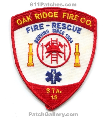 Oak Ridge Fire Company Station 15 Patch (North Carolina)
Scan By: PatchGallery.com
Keywords: co. sta. rescue department dept. serving since 1954