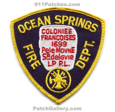 Ocean Springs Fire Department Patch (Mississippi)
Scan By: PatchGallery.com
Keywords: dept. 1699