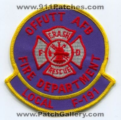 Offutt Air Force Base Fire Rescue Department Local F-191 (Nebraska)
Scan By: PatchGallery.com
Keywords: afb usaf military dept.