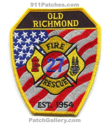 Old Richmond Fire Rescue Department 27 Patch (North Carolina)
Scan By: PatchGallery.com
Keywords: dept. est. 1954