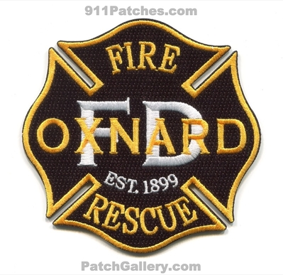 Oxnard Fire Rescue Department Patch (California)
Scan By: PatchGallery.com
[b]Patch Made By: 911Patches.com[/b]
Keywords: dept. est. 1899