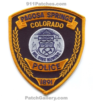 Pagosa Springs Police Department Patch (Colorado)
Scan By: PatchGallery.com
Keywords: dept. 1891