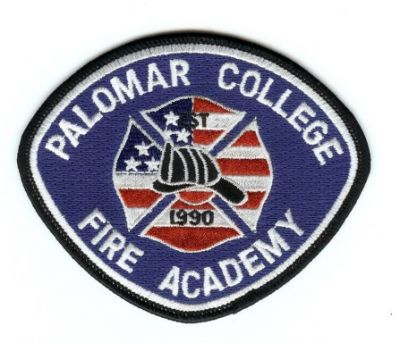 Palomar College Fire Academy
Thanks to PaulsFirePatches.com for this scan.
Keywords: california