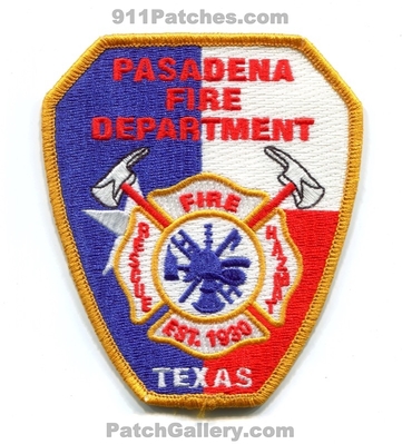 Pasadena Fire Department Patch (Texas)
Scan By: PatchGallery.com
Keywords: dept. rescue hazmat est. 1930