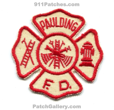 Paulding Fire Department Patch (Ohio)
Scan By: PatchGallery.com
Keywords: dept.