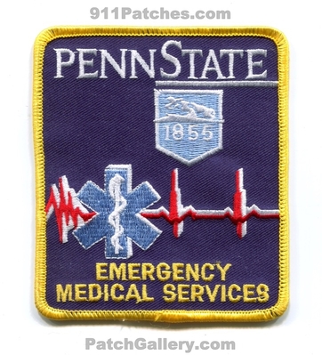 Penn State University Emergency Medical Services EMS Patch (Pennsylvania)
Scan By: PatchGallery.com
Keywords: the ambulance emt paramedic 1855 school college