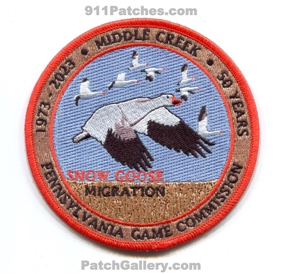 Pennsylvania Game Commission Snow Goose Migration Middle Creek 50 Years Patch (Pennsylvania)
Scan By: PatchGallery.com
Keywords: 1973 2023