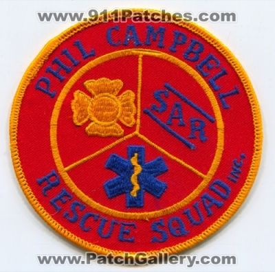 Phil Campbell Rescue Squad Inc SAR (Alabama)
Scan By: PatchGallery.com
Keywords: ems inc. search and rescue fire