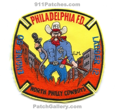 Philadelphia Fire Department Engine 50 Ladder 12 Patch (Pennsylvania)
Scan By: PatchGallery.com
Keywords: dept. pfd phila. company co. station north philly cowboys