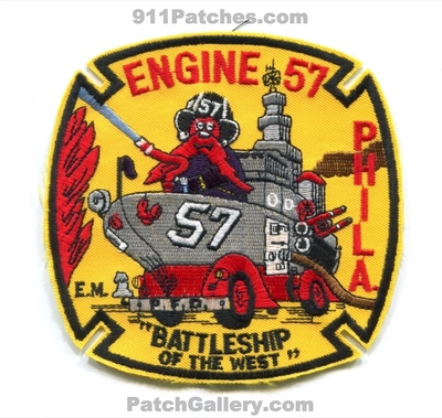 Philadelphia Fire Department Engine 57 Patch (Pennsylvania)
Scan By: PatchGallery.com
Keywords: dept. pfd phila. company co. station battleship of the west yosemite sam