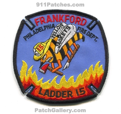 Philadelphia Fire Department Ladder 15 Patch (Pennsylvania)
Scan By: PatchGallery.com
Keywords: dept. pfd phila. company co. station yellow jackets